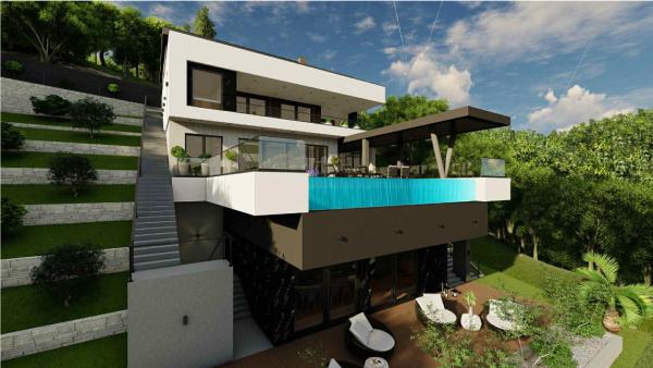 Działka budowlana z widokiem na morze i projekt nowoczesnej willi