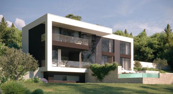 Building land plot with project for a villa with sea view