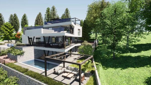 Modern ground-floor apartment with private heated pool and panoramic sea view- Rijeka