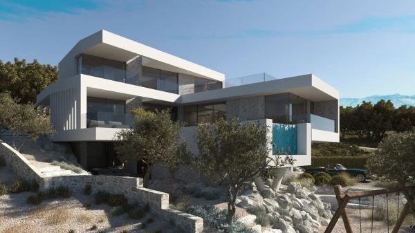 Land plot with project for a villa with pool, 200 meters from the sea – Krk