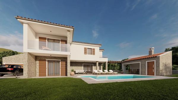 Building plot with a project for house with pool - Oprtalj