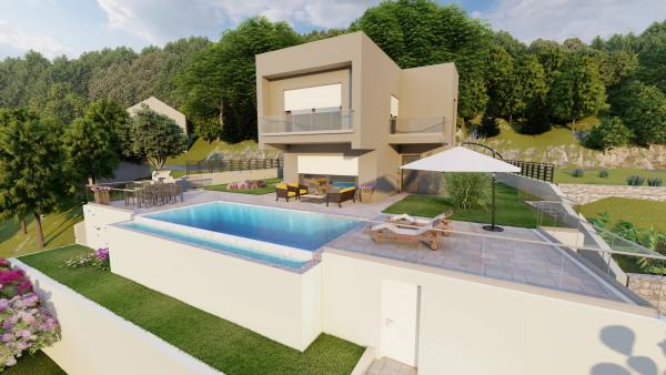 Działka budowlana z projektem willi i panoramicznym widokiem na morze – Opatija