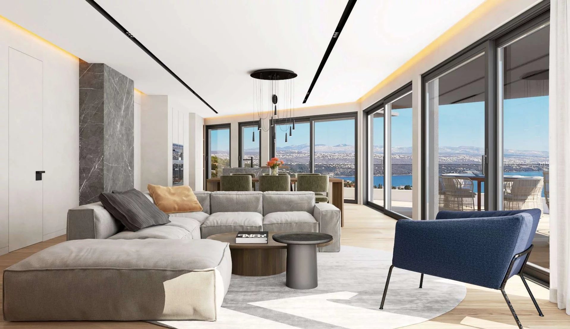 Modern penthouse with panoramic sea view