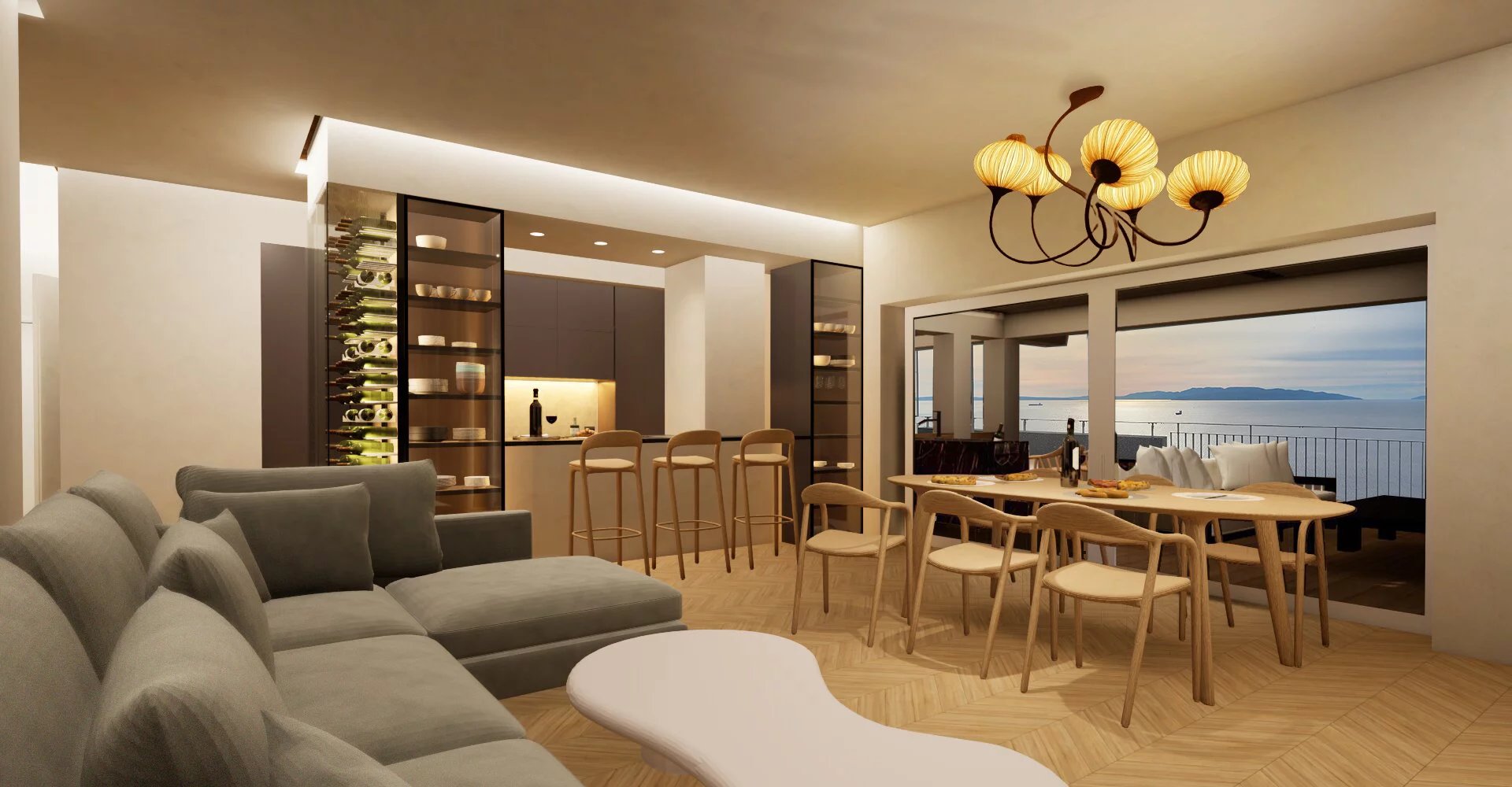 Penthouse mit Panoramablick auf das Meer und großzügiger Terrasse