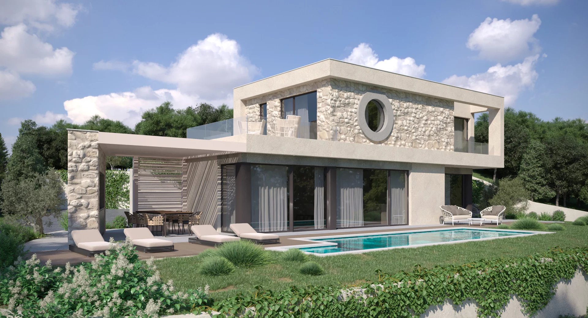 Modern villa with panoramic sea views – Labin